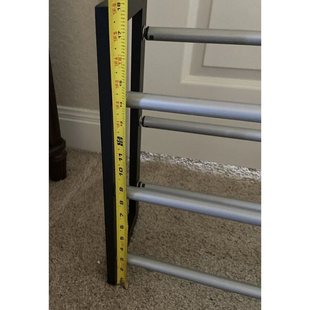 3-Tier Adjustable Expandable Shoe Boot Heel Rack, Plastic and Wood, 11-15 pair